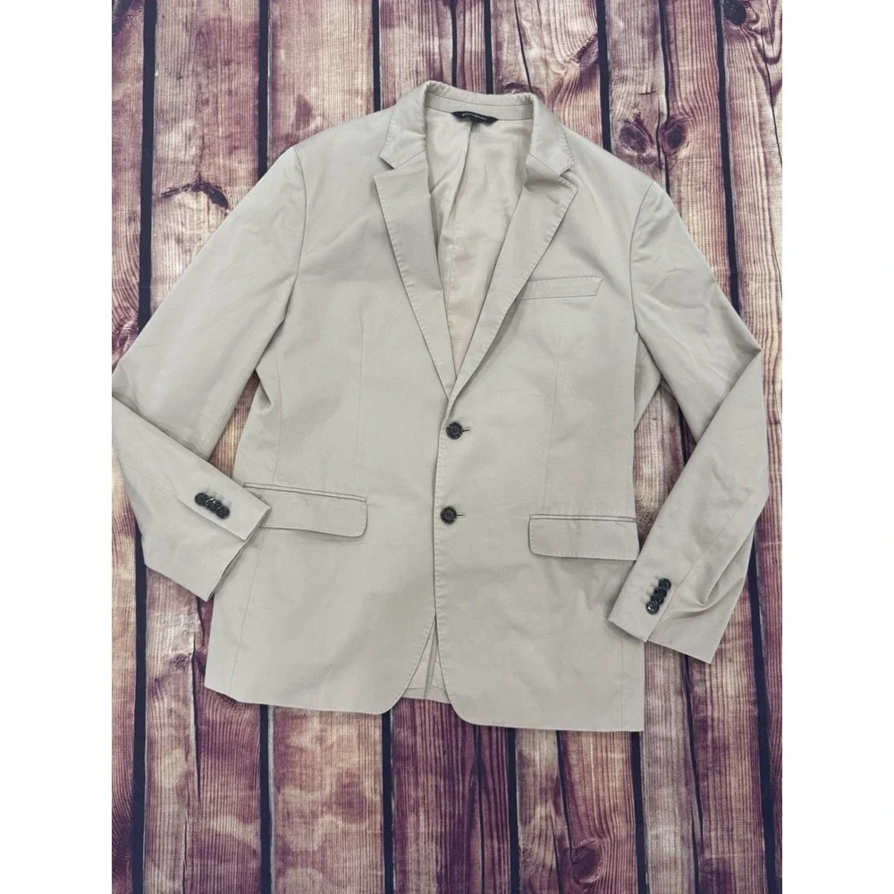 Banana Republic Men's Beige Solid 2-Button Notch Lapel Blazer 42R Regular